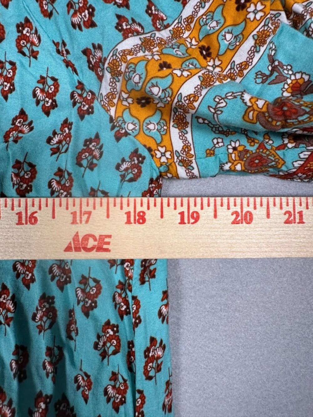 Bluetime Womens Boho Floral Tunic Dress 3/4 Sleeves V-Neckline Large Viscose - Picture 7 of 8